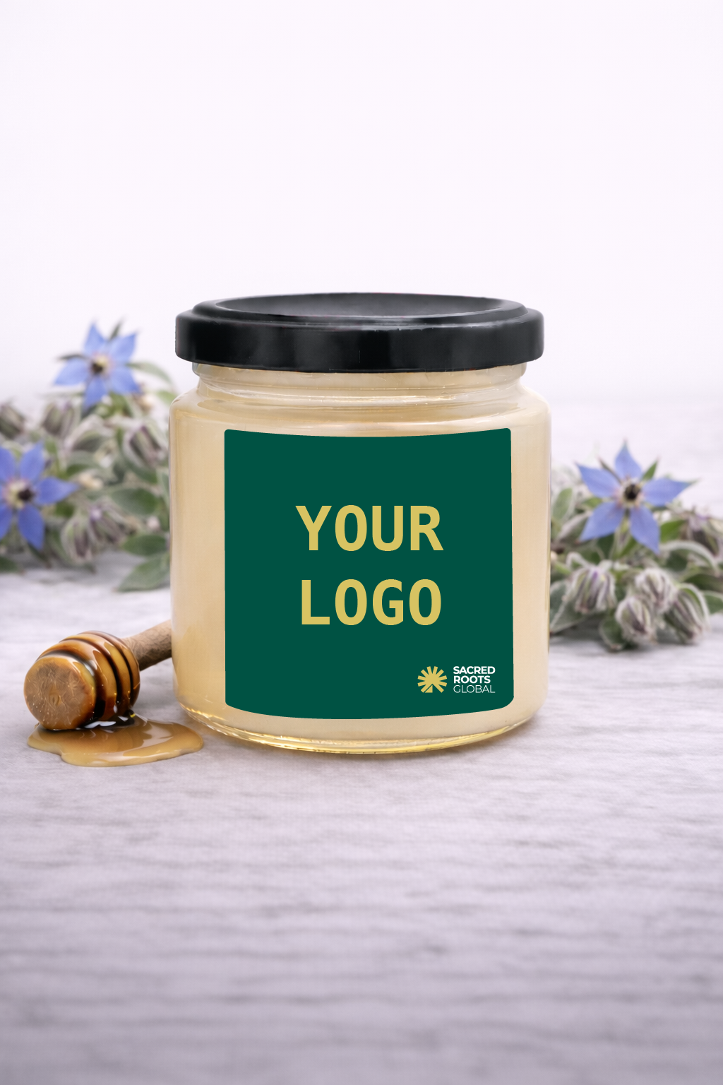 Premium Borage Blossom Raw Honey for white label brands. Cold-extracted, raw and unprocessed. Full 360° brand support including design, packaging and export solutions.