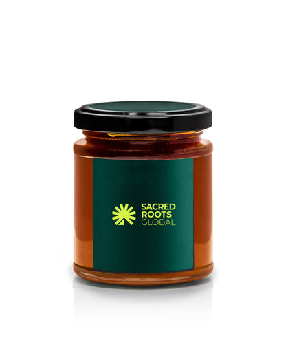 Premium Saffron Infused Honey for private label brands. A luxury botanical honey with full 360° support including packaging, branding, production and export solutions.